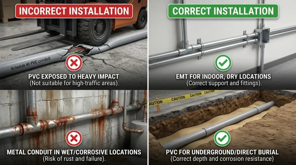 Common Mistakes When Choosing Between EMT and PVC