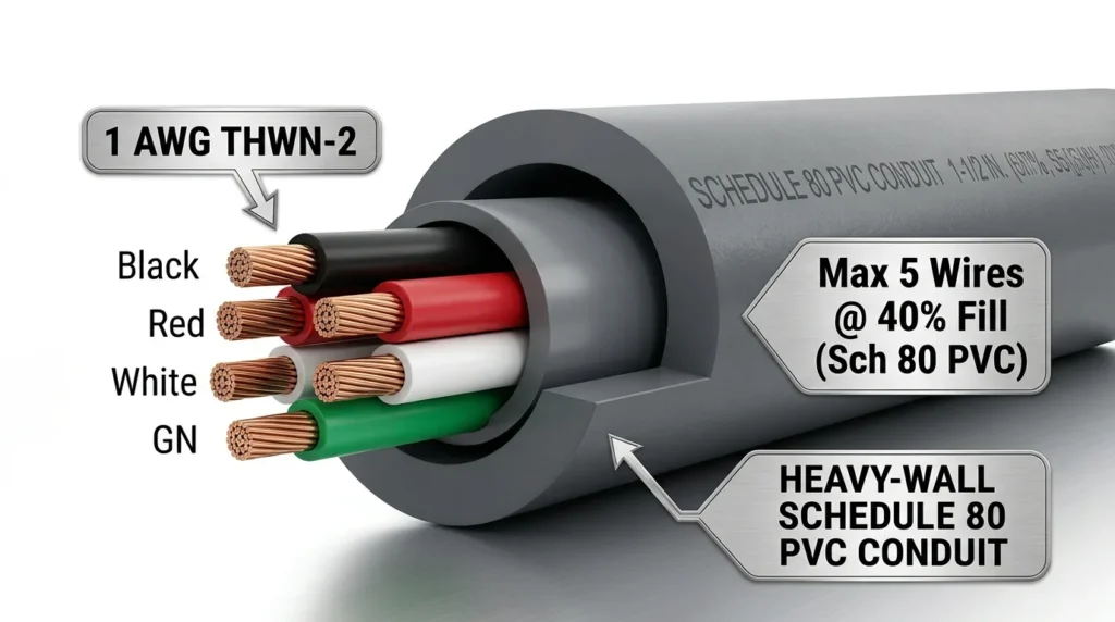 1 awg in schedule 80 pvc