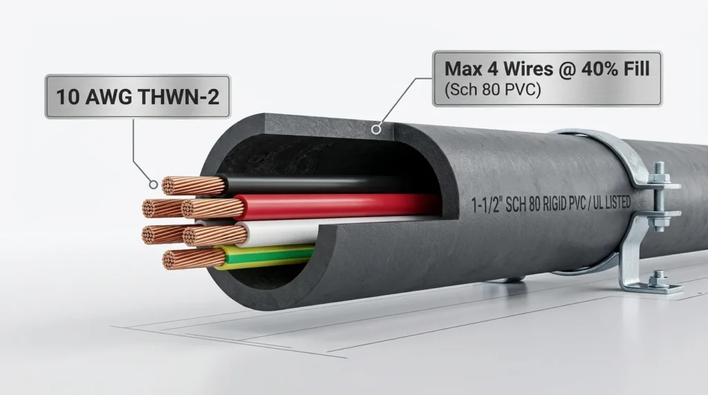 10 awg in schedule 80 pvc