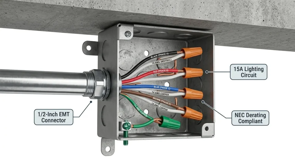 15 amp circuit conduit size