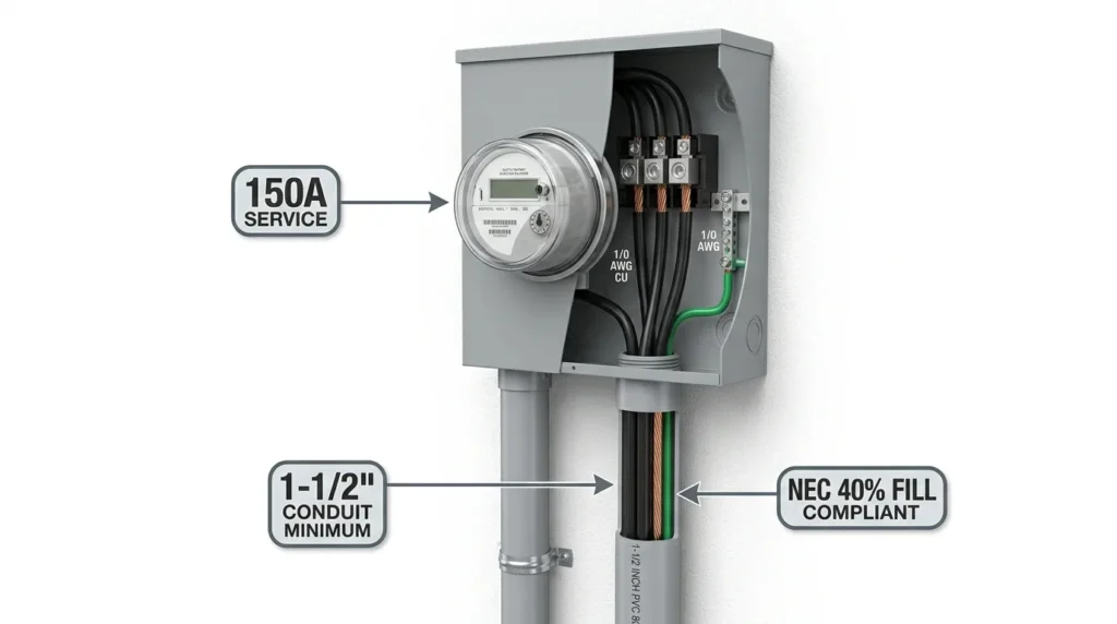 150 amp service conduit size
