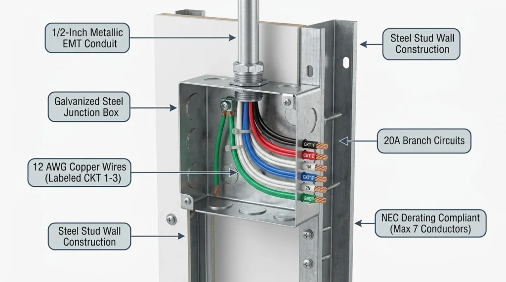 20 amp circuit conduit size