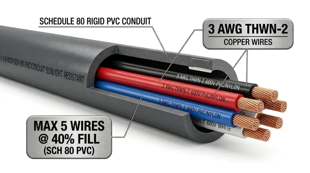 3 awg in schedule 80 pvc