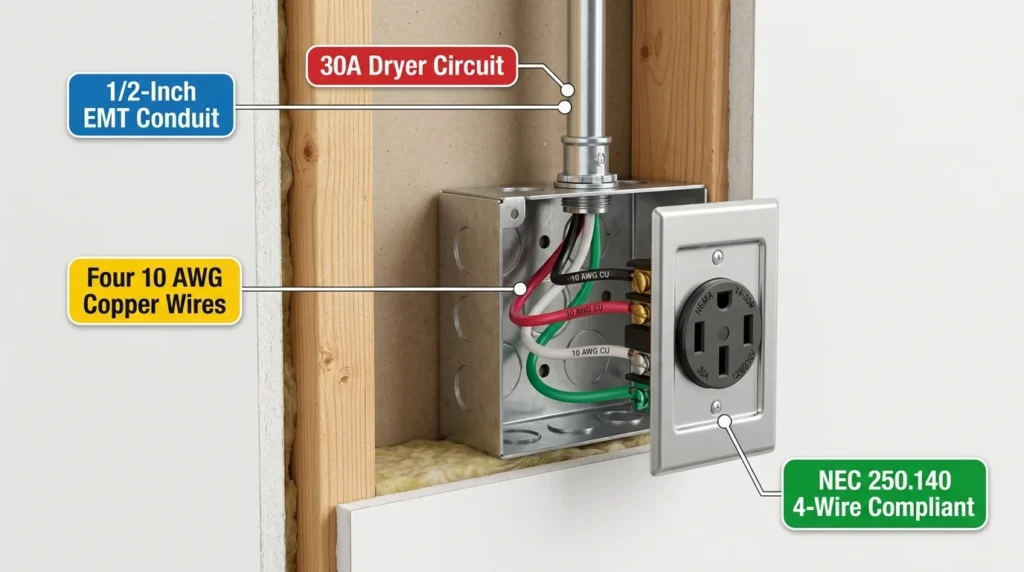 30 amp dryer conduit size