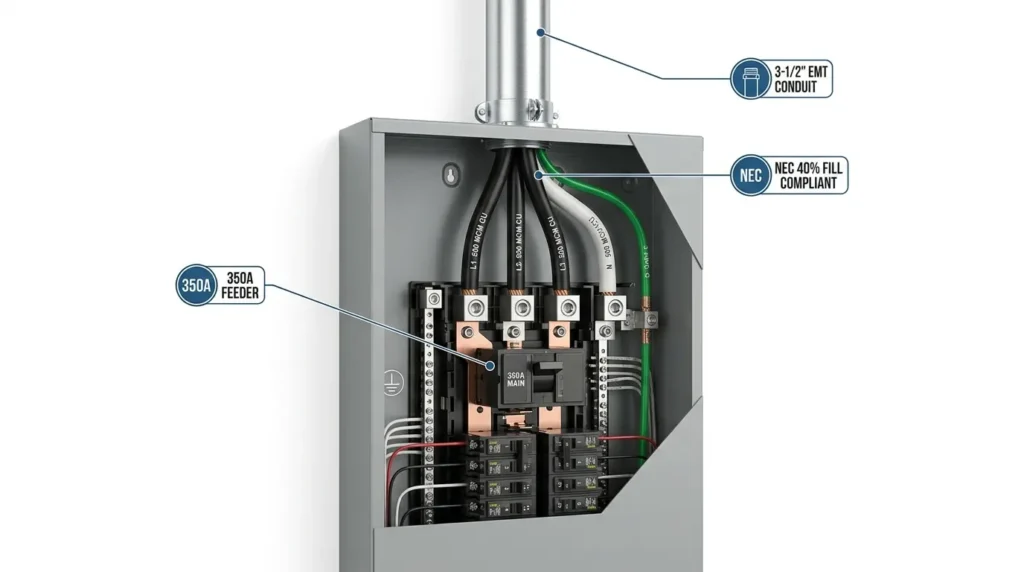 350 amp feeder conduit size