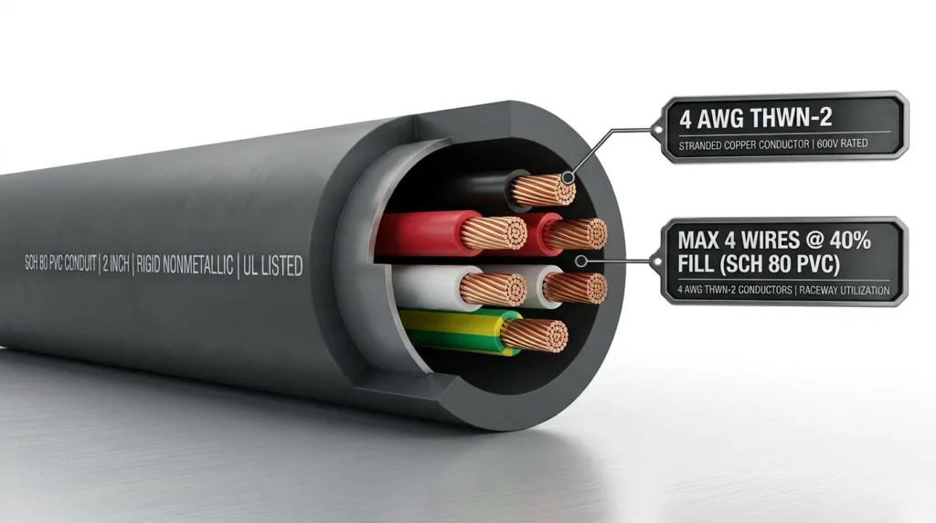 4 awg in schedule 80 pvc