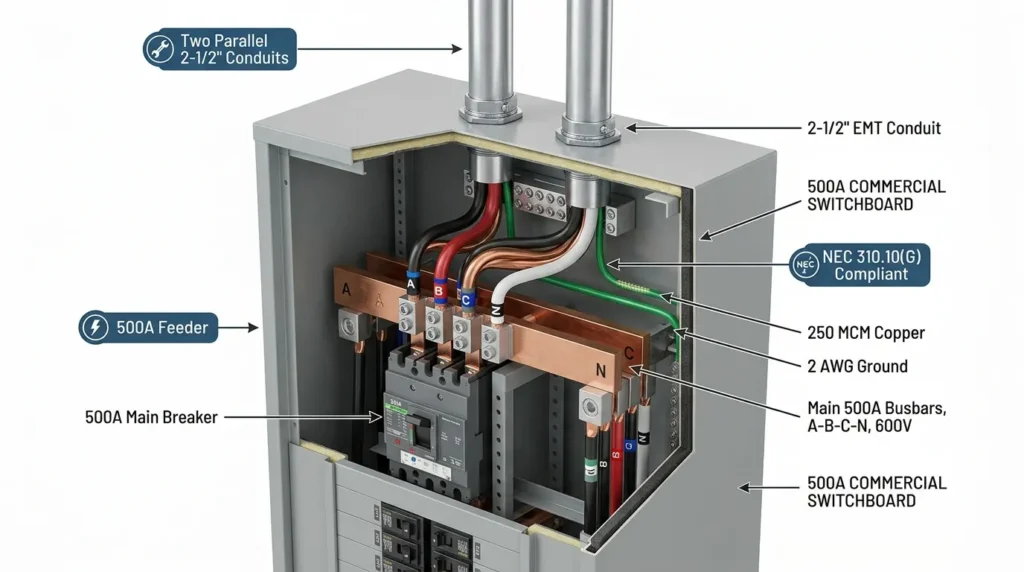 500 amp feeder conduit size