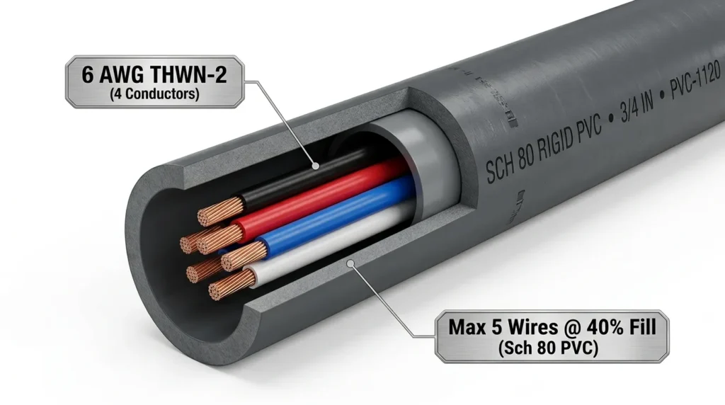 6 awg in schedule 80 pvc