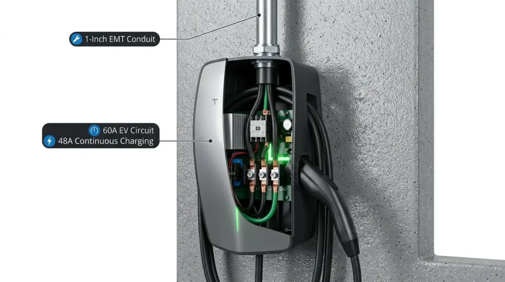 60 amp ev charger conduit size