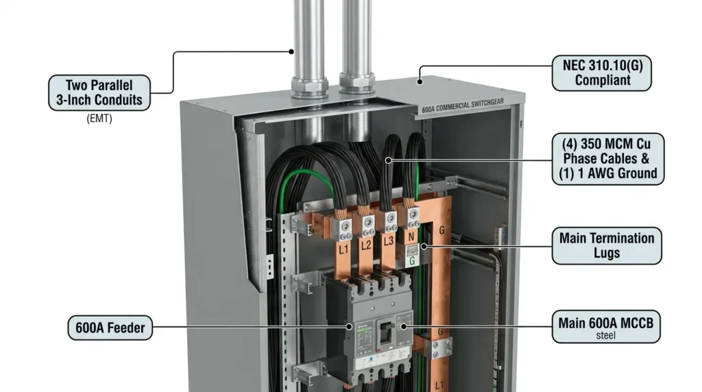 600 amp feeder conduit size