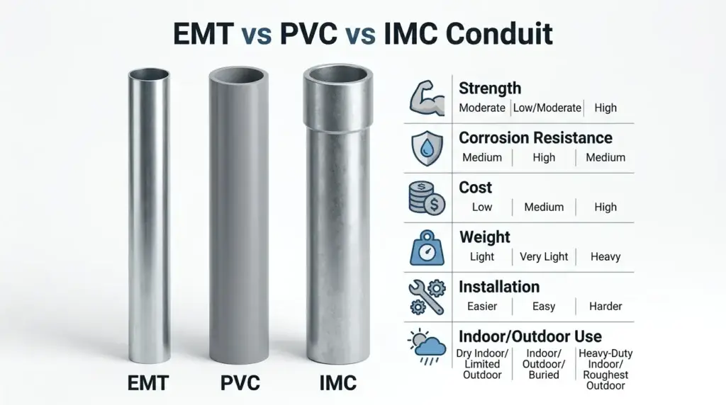 EMT vs PVC vs IMC Conduit