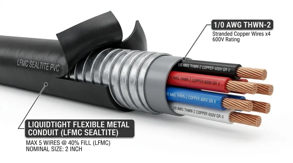How Many 1/0 AWG Wires Fit in LFMC Conduit? (Fill Chart)