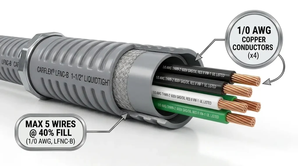 How Many 1/0 AWG Wires Fit in LFNC Conduit? (Fill Chart)