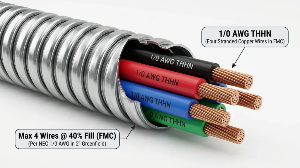 How Many 1/0 AWG Wires Fit in FMC Conduit? (Fill Chart)