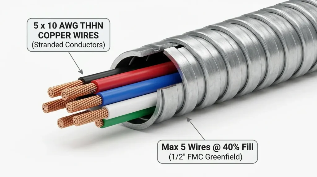 How Many 10 AWG Wires Fit in FMC Conduit (Fill Chart)