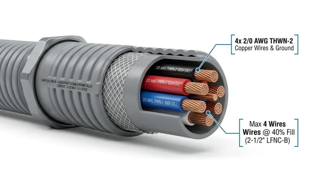 How Many 2/0 AWG Wires Fit in LFNC Conduit (Fill Chart)