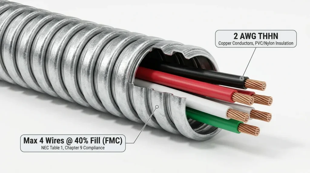 How Many 2 AWG Wires Fit in FMC Conduit (Fill Chart)