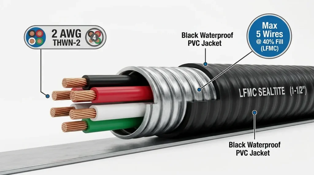 How Many 2 AWG Wires Fit in LFMC Conduit (Fill Chart)