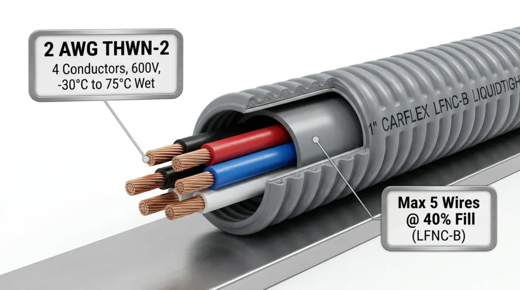 How Many 2 AWG Wires Fit in LFNC Conduit (Fill Chart)