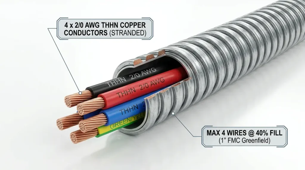 How Many 2/0 AWG Wires Fit in FMC Conduit? (Fill Chart)
