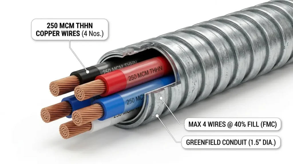 How Many 250 MCM Wires Fit in FMC Conduit (Fill Chart)