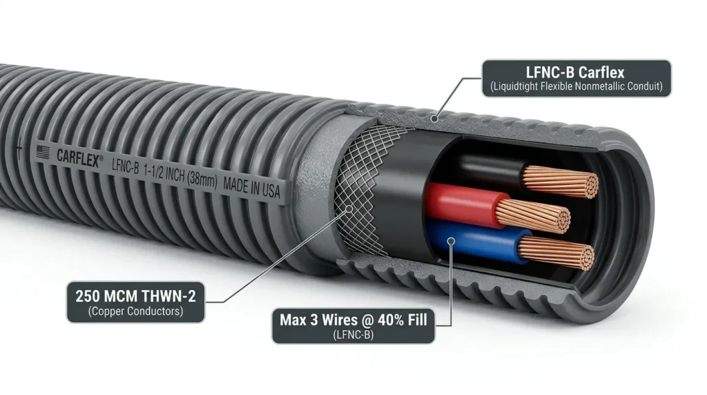 How Many 250 MCM Wires Fit in LFNC Conduit (Fill Chart)