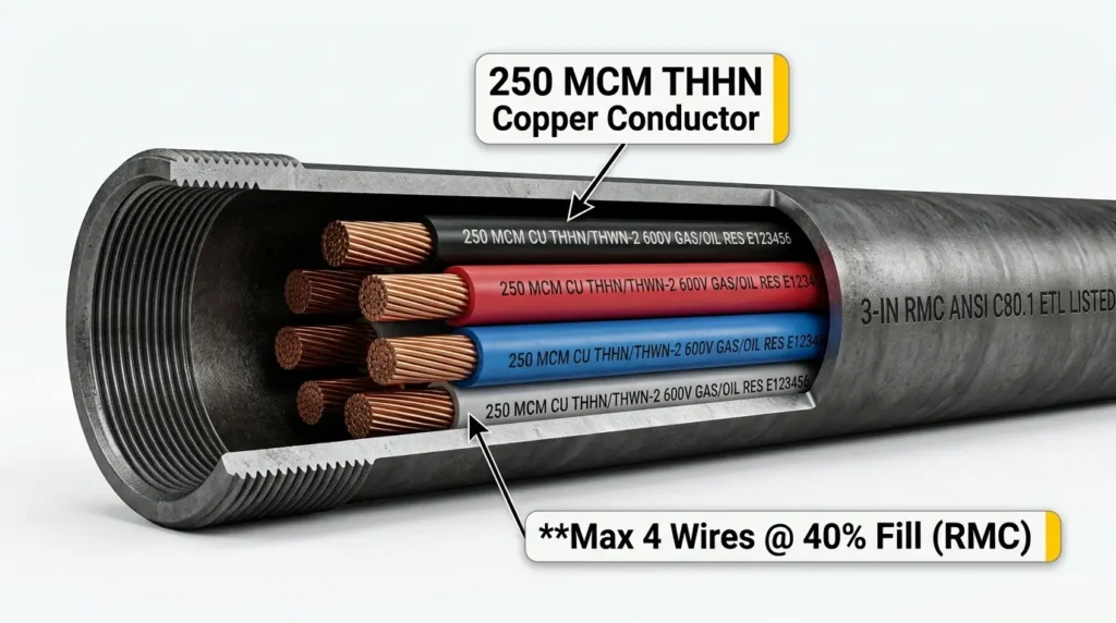 How Many 250 MCM Wires Fit in RMC Conduit (Fill Chart)