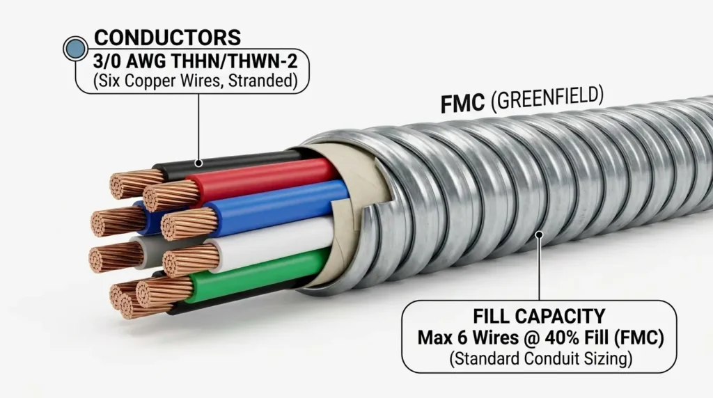 How Many 3/0 AWG Wires Fit in FMC Conduit? (Fill Chart)