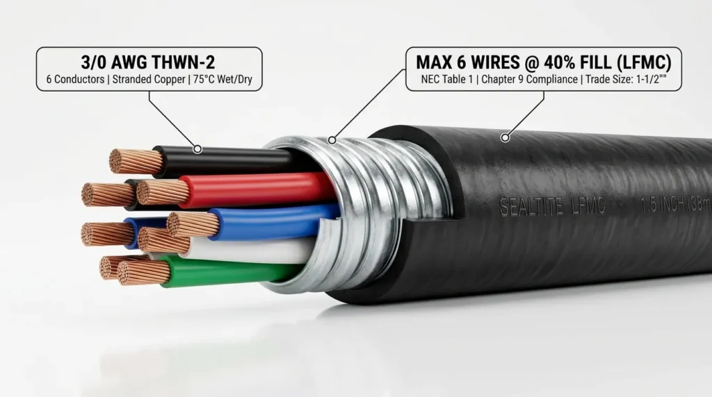 How Many 3/0 AWG Wires Fit in LFMC Conduit? (Fill Chart)