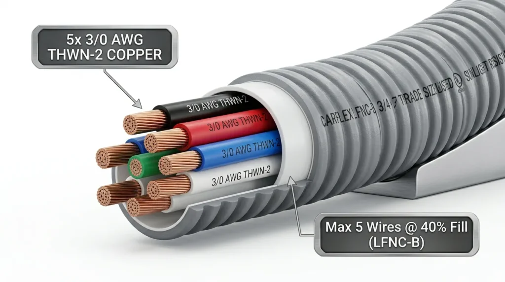 How Many 3/0 AWG Wires Fit in LFNC Conduit (Fill Chart)