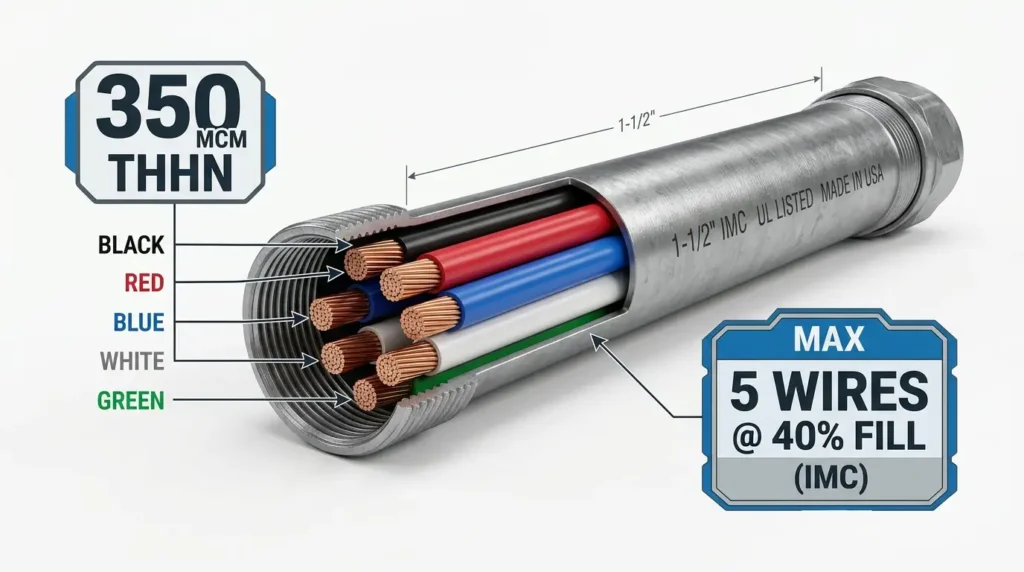 How Many 350 MCM Wires Fit in IMC Conduit (Fill Chart)