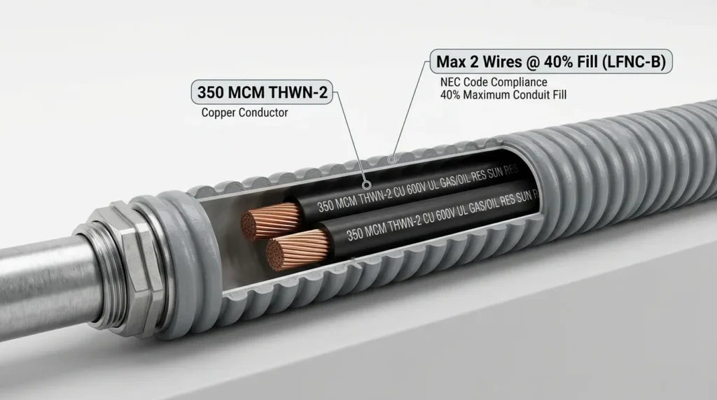 How Many 350 MCM Wires Fit in LFNC Conduit (Fill Chart)