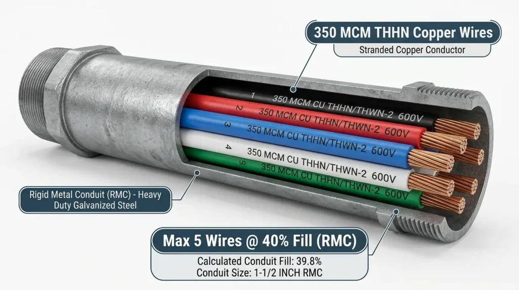 How Many 350 MCM Wires Fit in RMC Conduit (Fill Chart)