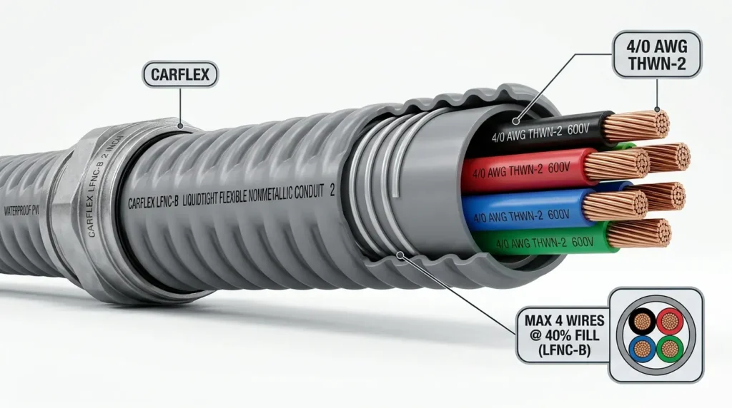 How Many 4/0 AWG Wires Fit in LFNC Conduit? (Fill Chart)
