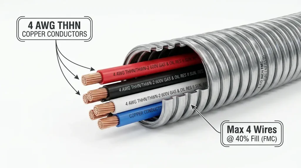 How Many 4 AWG Wires Fit in FMC Conduit (Fill Chart)
