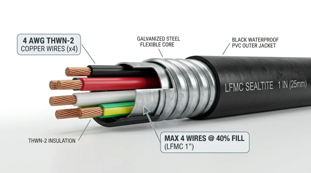 How Many 4 AWG Wires Fit in LFMC Conduit (Fill Chart)