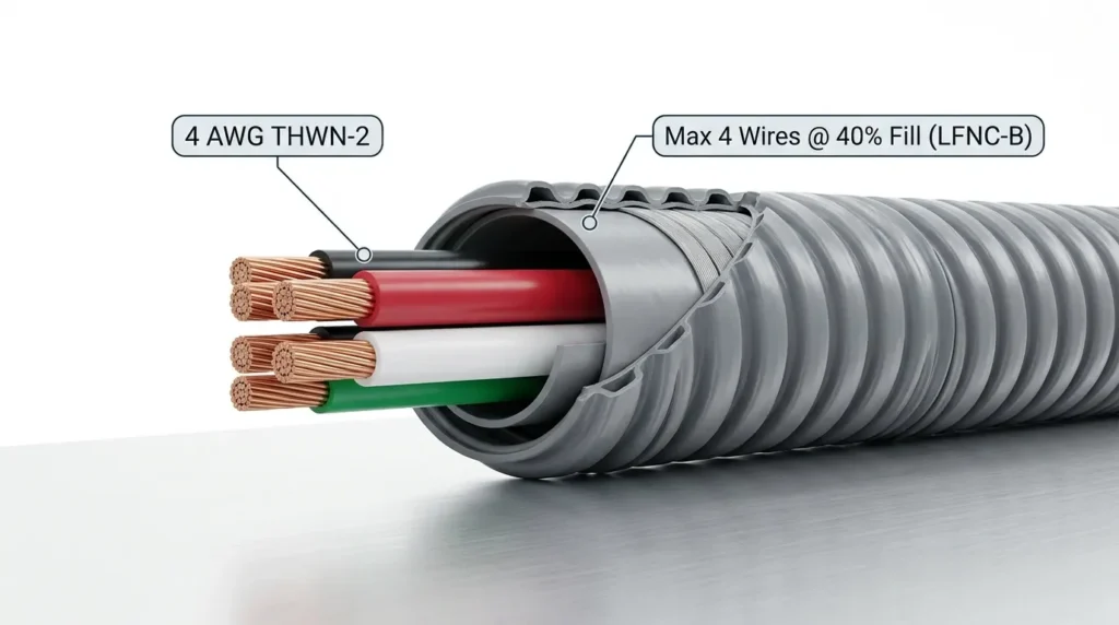 How Many 4 AWG Wires Fit in LFNC Conduit (Fill Chart)