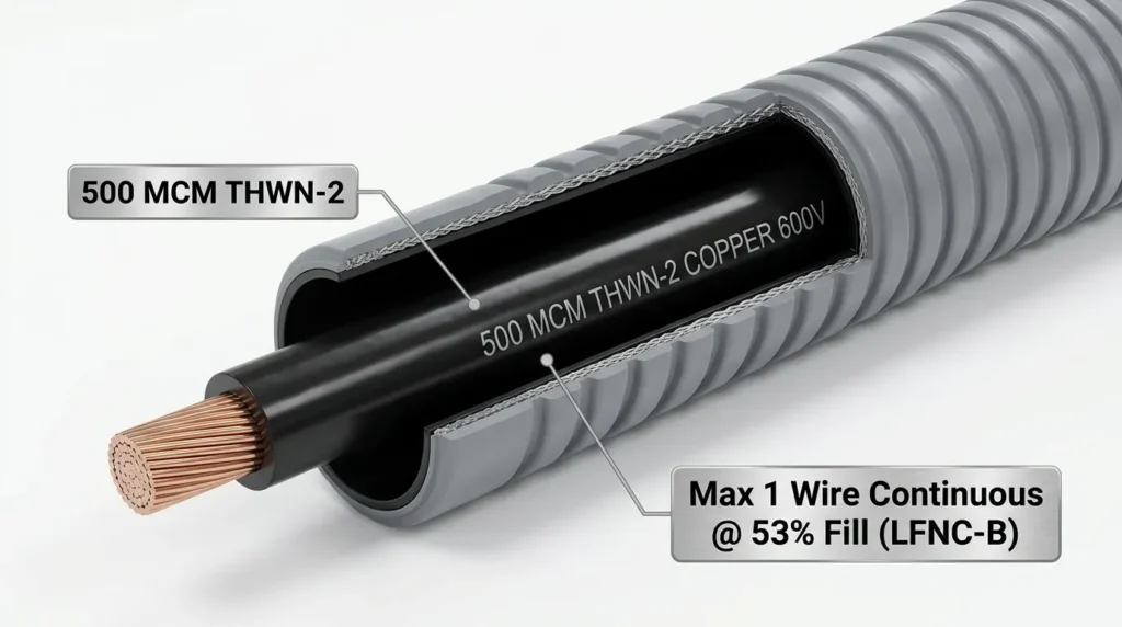How Many 500 MCM Wires Fit in LFNC Conduit (Fill Chart)