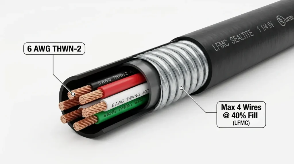How Many 6 AWG Wires Fit in LFMC Conduit (Fill Chart)