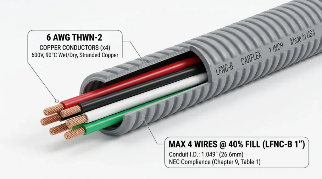 How Many 6 AWG Wires Fit in LFNC Conduit (Fill Chart)