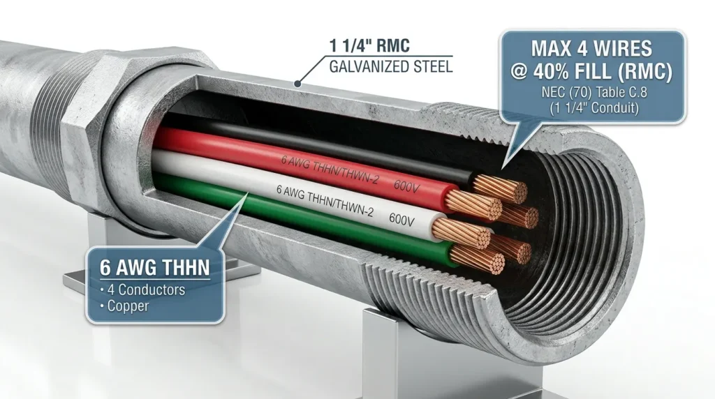 How Many 6 AWG Wires Fit in RMC Conduit (Fill Chart)