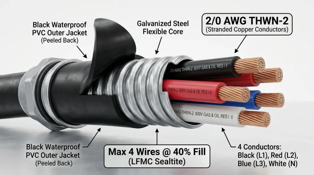 How Many 2/0 AWG Wires Fit in LFMC Conduit? (Fill Chart)