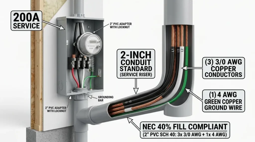 What Size Conduit for 200 Amp Service (NEC Fill Chart)