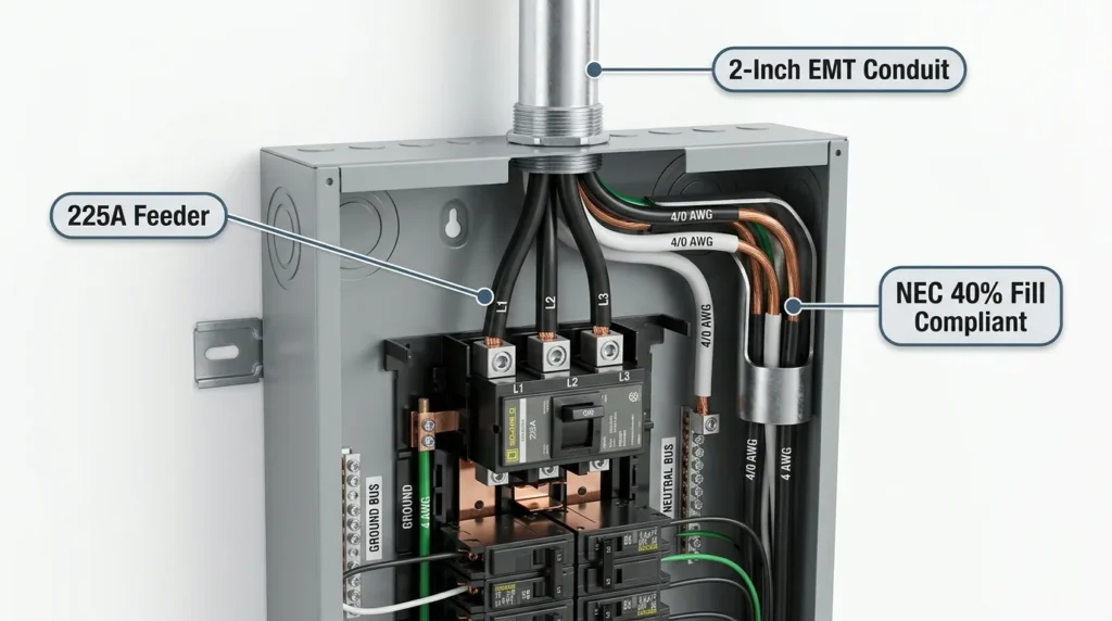 What Size Conduit for 225 Amp Feeder (Fill Chart)