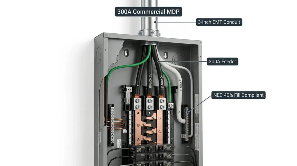 What Size Conduit for 300 Amp Feeder (NEC Fill Chart)