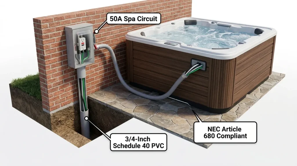 hot tub conduit size